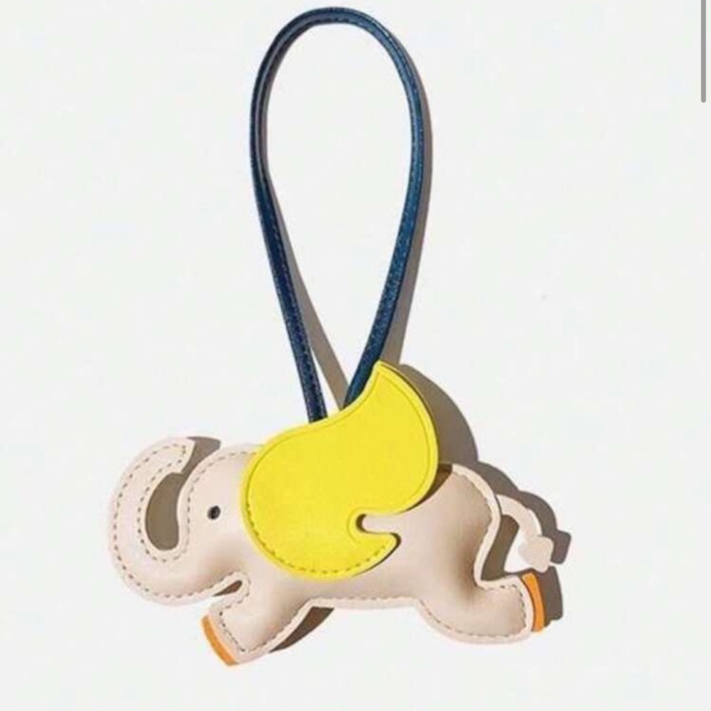 Elephant Shaped Bag Charm - Yellow and Cream